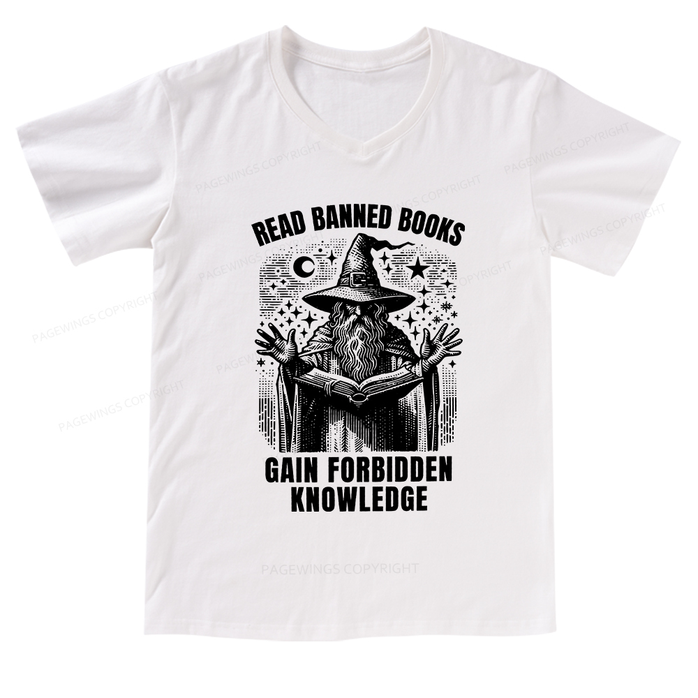 Pagewings Read Banned Books Gain Forbidden Knowledge V-neck T-shirt