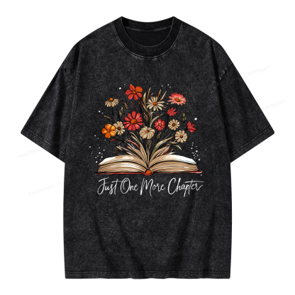 Pagewings Just One More Chapter Bookish Unisex Washed T-shirt