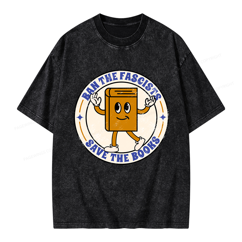 Pagewings Ban The Fascists Save The Books Unisex Washed T-shirt