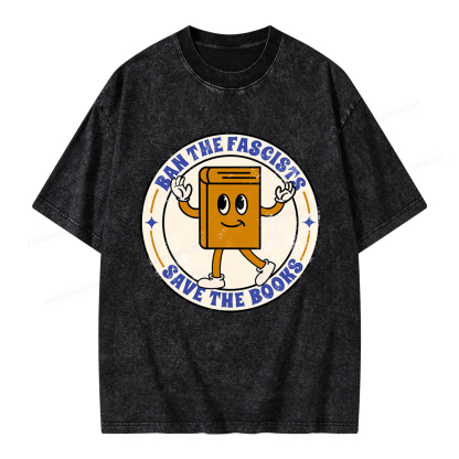 Pagewings Ban The Fascists Save The Books Unisex Washed T-shirt