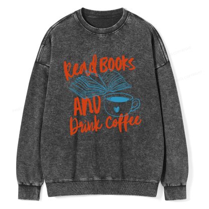 Pagewings Read Books And Drink Coffee Bookish Unisex Washed Sweatshirt