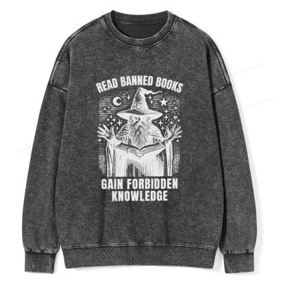 Pagewings Read Banned Books Gain Forbidden Knowledge Unisex Washed Sweatshirt