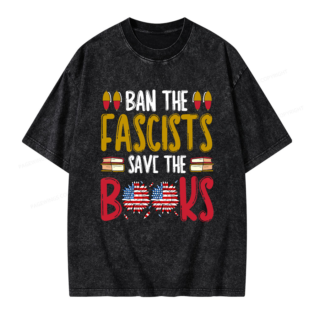Pagewings Ban The Fascists Save The Books Unisex Washed T-shirt
