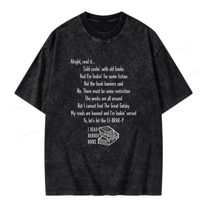 Pagewings Alright Read It I Read Banned Books Unisex Washed T-shirt
