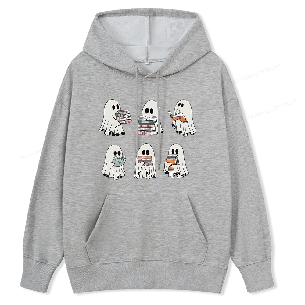 Pagewings Ghost Reading Halloween Unisex Classic Hoodie