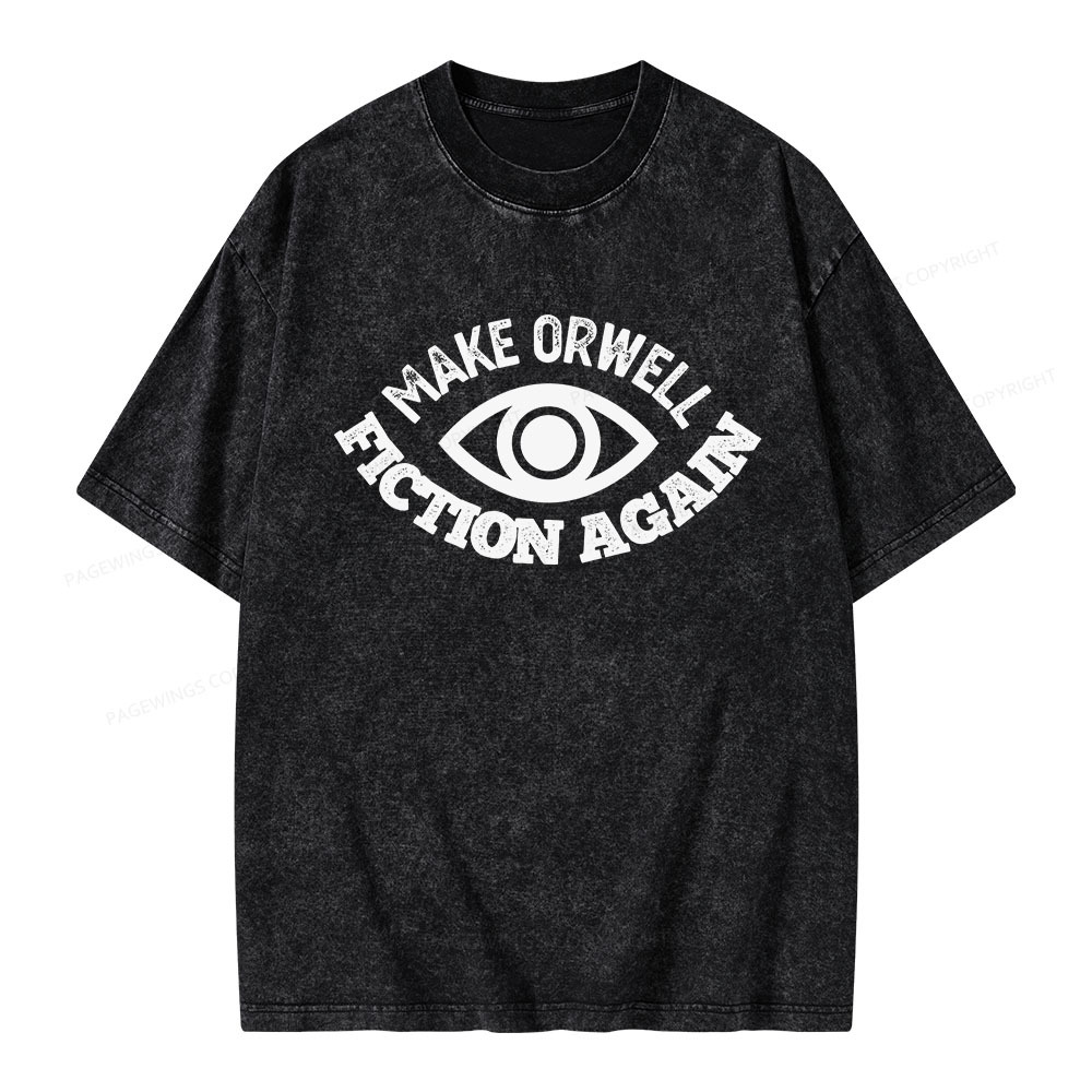 Pagewings Make Orwell Fiction Again Book Unisex Washed T-shirt