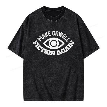 Pagewings Make Orwell Fiction Again Book Unisex Washed T-shirt