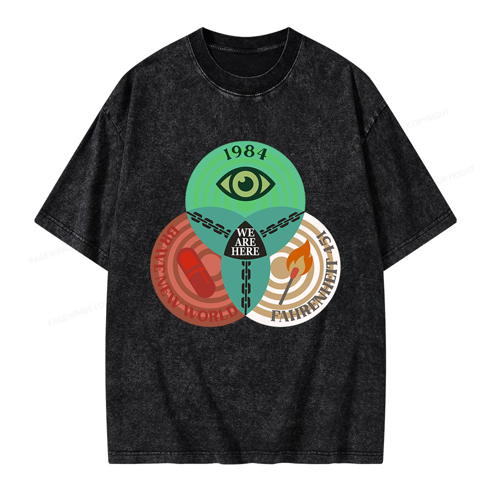 Pagewings We Are Here Unisex Washed T-shirt