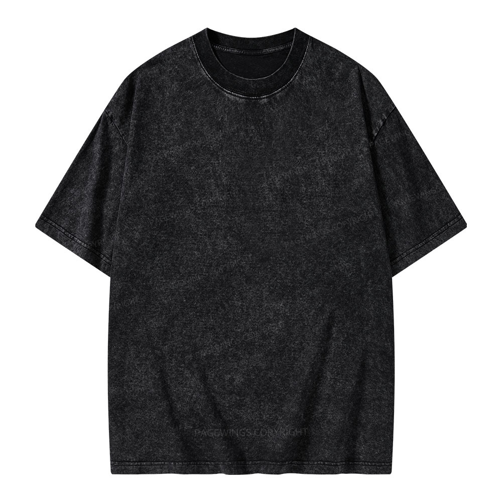 Pagewings Comfortable Solid Color Unisex Washed T-shirt