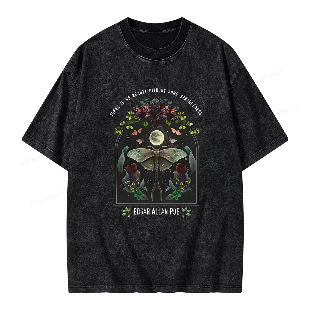 Pagewings Dark Academia Bookish Poe Unisex Washed T-shirt