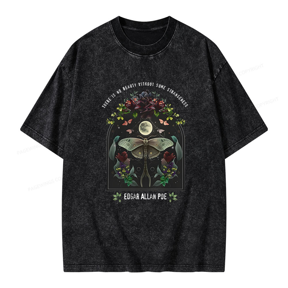 Pagewings Dark Academia Bookish Poe Unisex Washed T-shirt