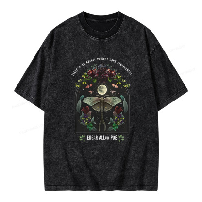 Pagewings Dark Academia Bookish Poe Unisex Washed T-shirt