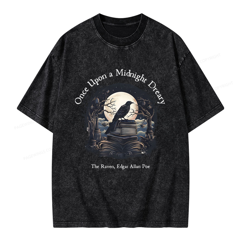 Pagewings Once Upon A Midnight Dreary Unisex Washed T-shirt