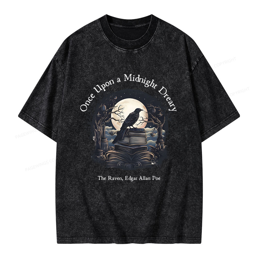 Pagewings Once Upon A Midnight Dreary Unisex Washed T-shirt
