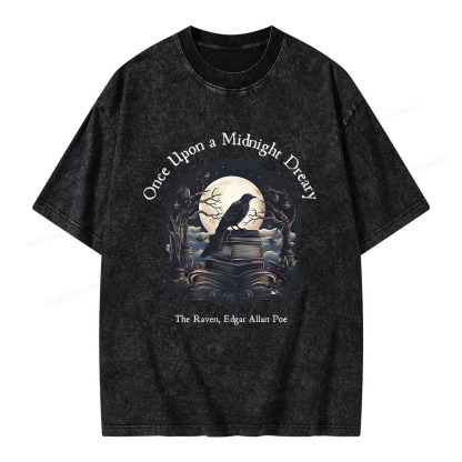 Pagewings Once Upon A Midnight Dreary Unisex Washed T-shirt