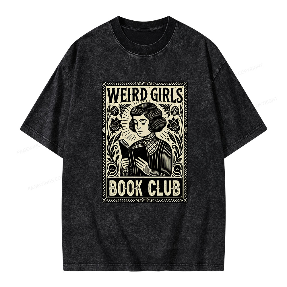 Pagewings Weird Girls Book Club Unisex Washed T-shirt