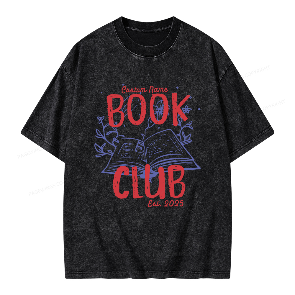 Pagewings Personalized  Book Club Unisex Washed T-shirt