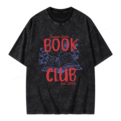 Pagewings Personalized  Book Club Unisex Washed T-shirt