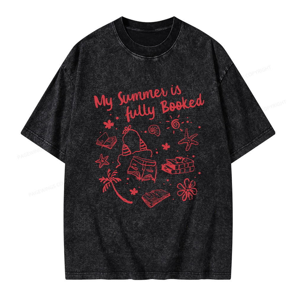 Pagewings My Summer Is Fully Booked Unisex Washed T-shirt
