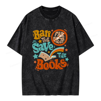 Pagewings Ban The Fascists Save The Books Unisex Washed T-shirt