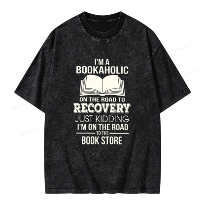 Pagewings I'm A Bookaholic On The Road To Recovery Unisex Washed T-shirt