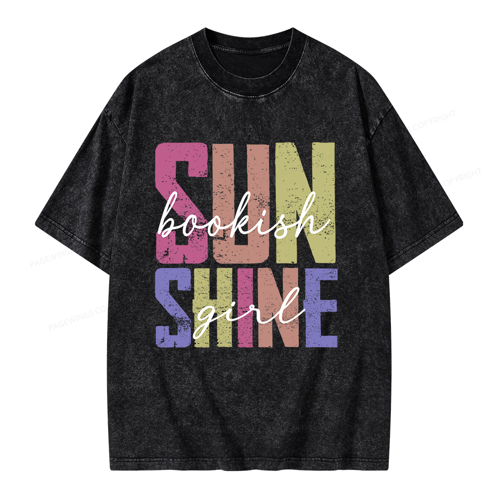 Pagewings Sunshine Bookish Girl Unisex Washed T-shirt