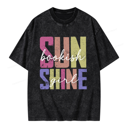 Pagewings Sunshine Bookish Girl Unisex Washed T-shirt