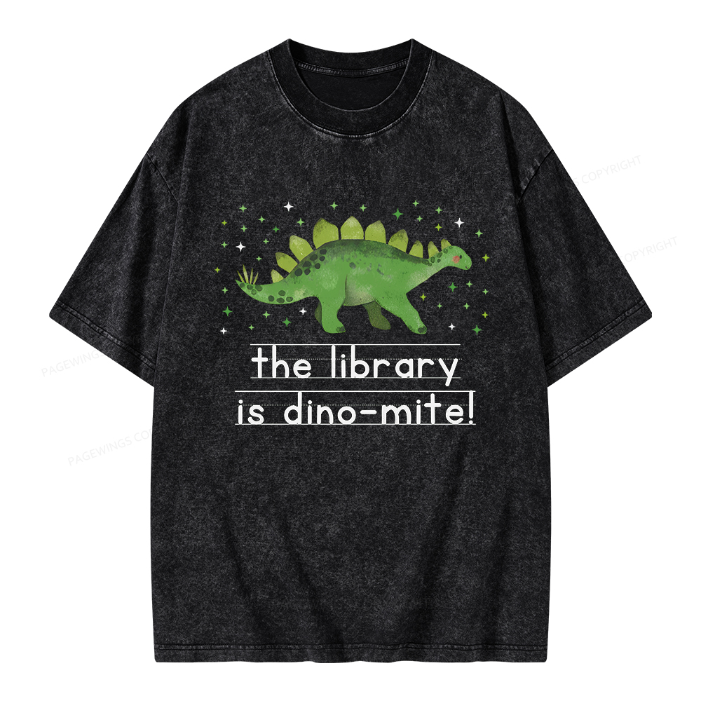 Pagewings The Library Is Dino-Mite Unisex Washed T-shirt