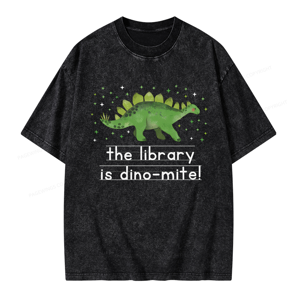 Pagewings The Library Is Dino-Mite Unisex Washed T-shirt