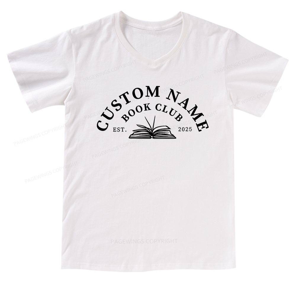Pagewings Personalized Custom Book Club V-neck T-shirt