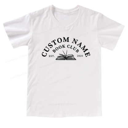 Pagewings Personalized Custom Book Club V-neck T-shirt