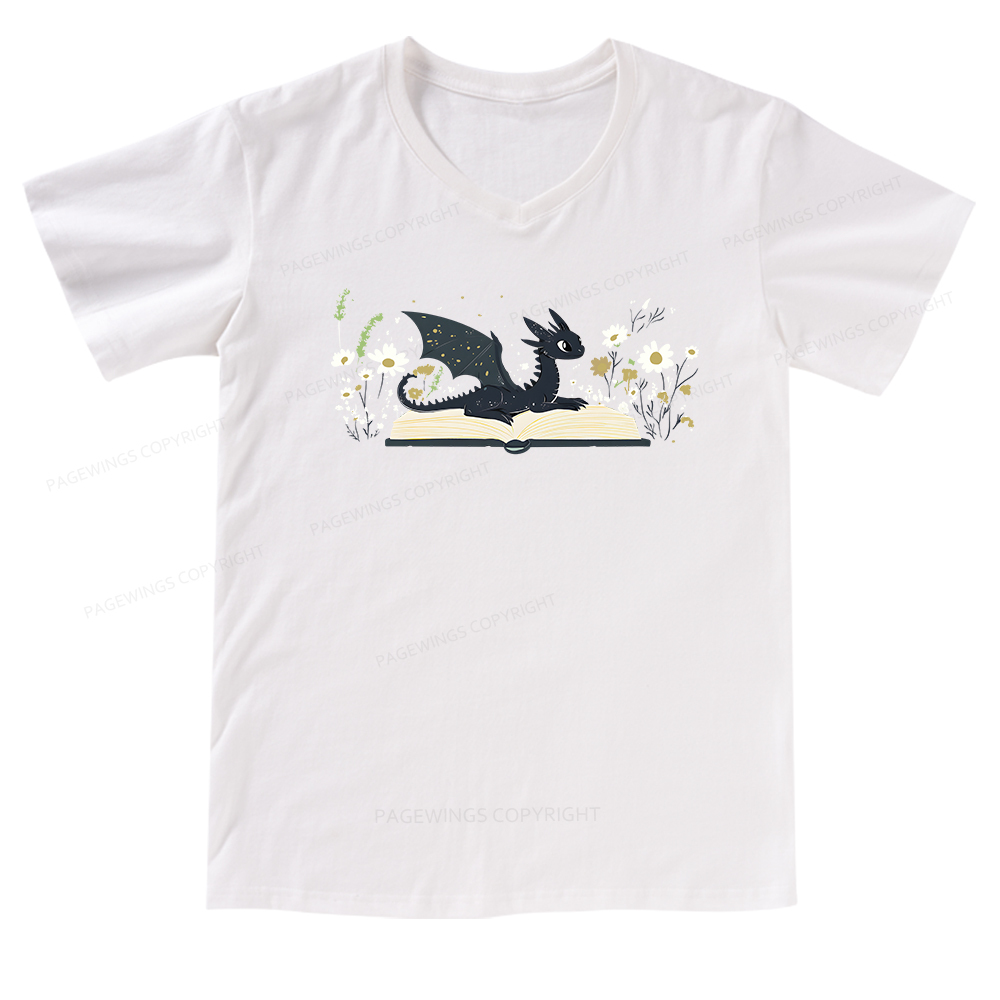 Pagewings Dragon Book V-neck T-shirt