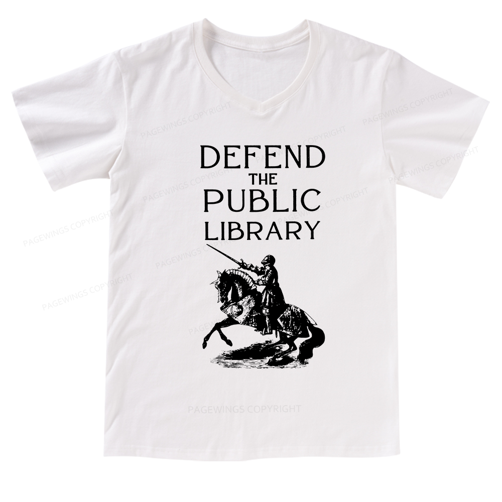 Pagewings Defend The Public Library V-neck T-shirt