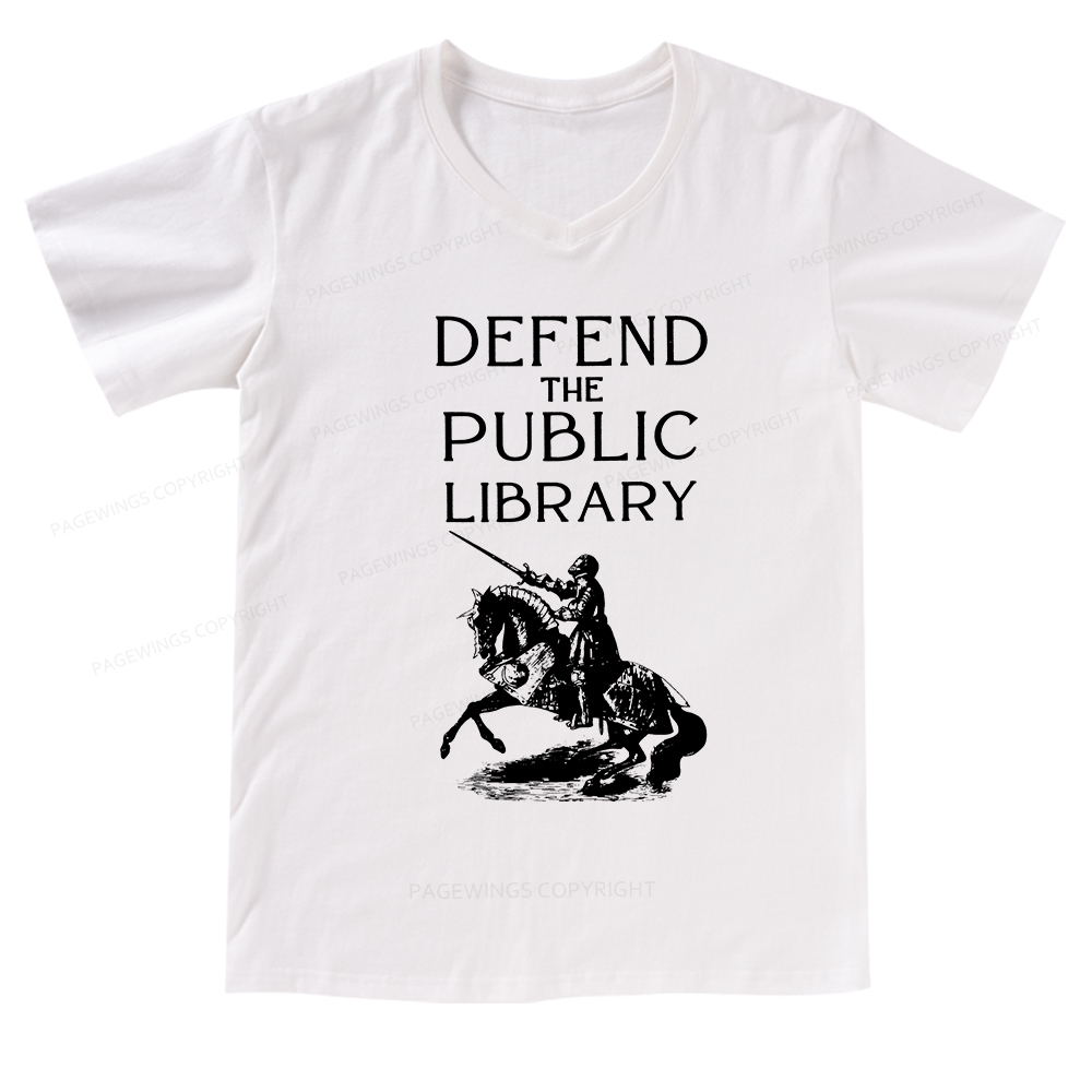 Pagewings Defend The Public Library V-neck T-shirt