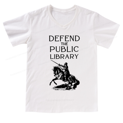 Pagewings Defend The Public Library V-neck T-shirt