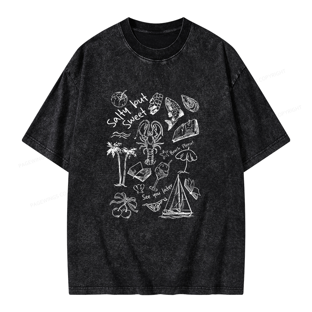 Pagewings Salty but Sweet Retro Summer Unisex Washed T-shirt