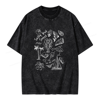 Pagewings Salty but Sweet Retro Summer Unisex Washed T-shirt