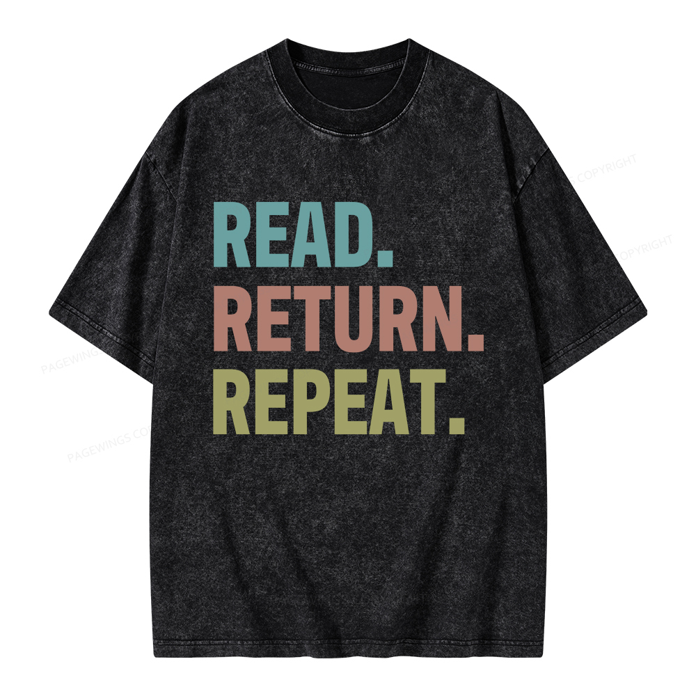 Pagewings Read Return Repeat Unisex Washed T-shirt