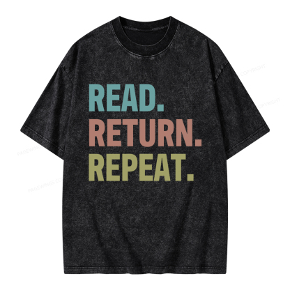 Pagewings Read Return Repeat Unisex Washed T-shirt