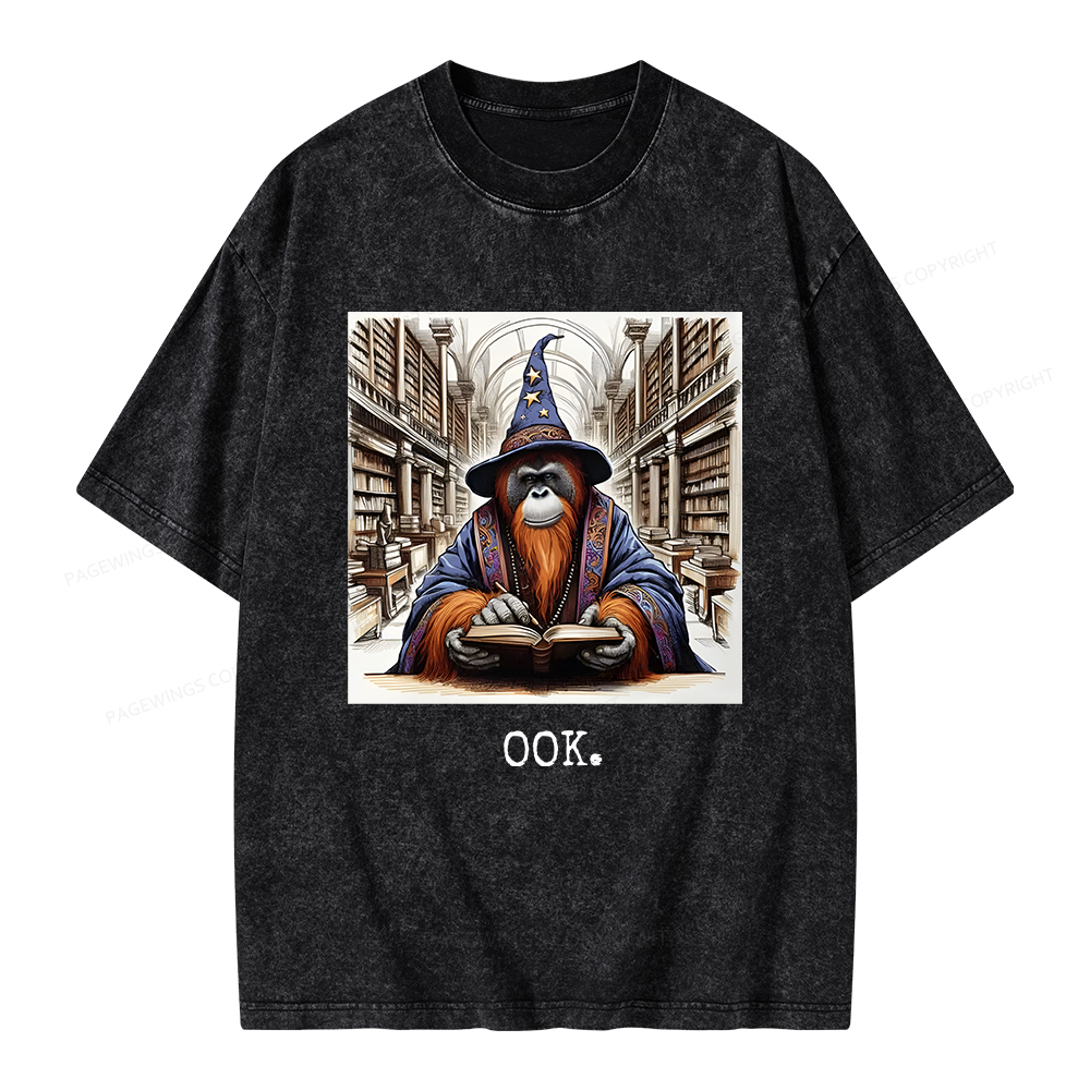 Pagewings Orangutan Librarian OOK  Unisex Washed T-shirt