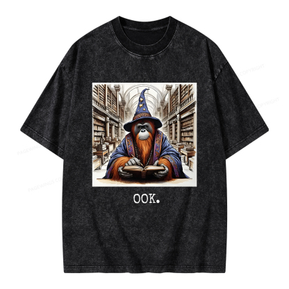 Pagewings Orangutan Librarian OOK  Unisex Washed T-shirt