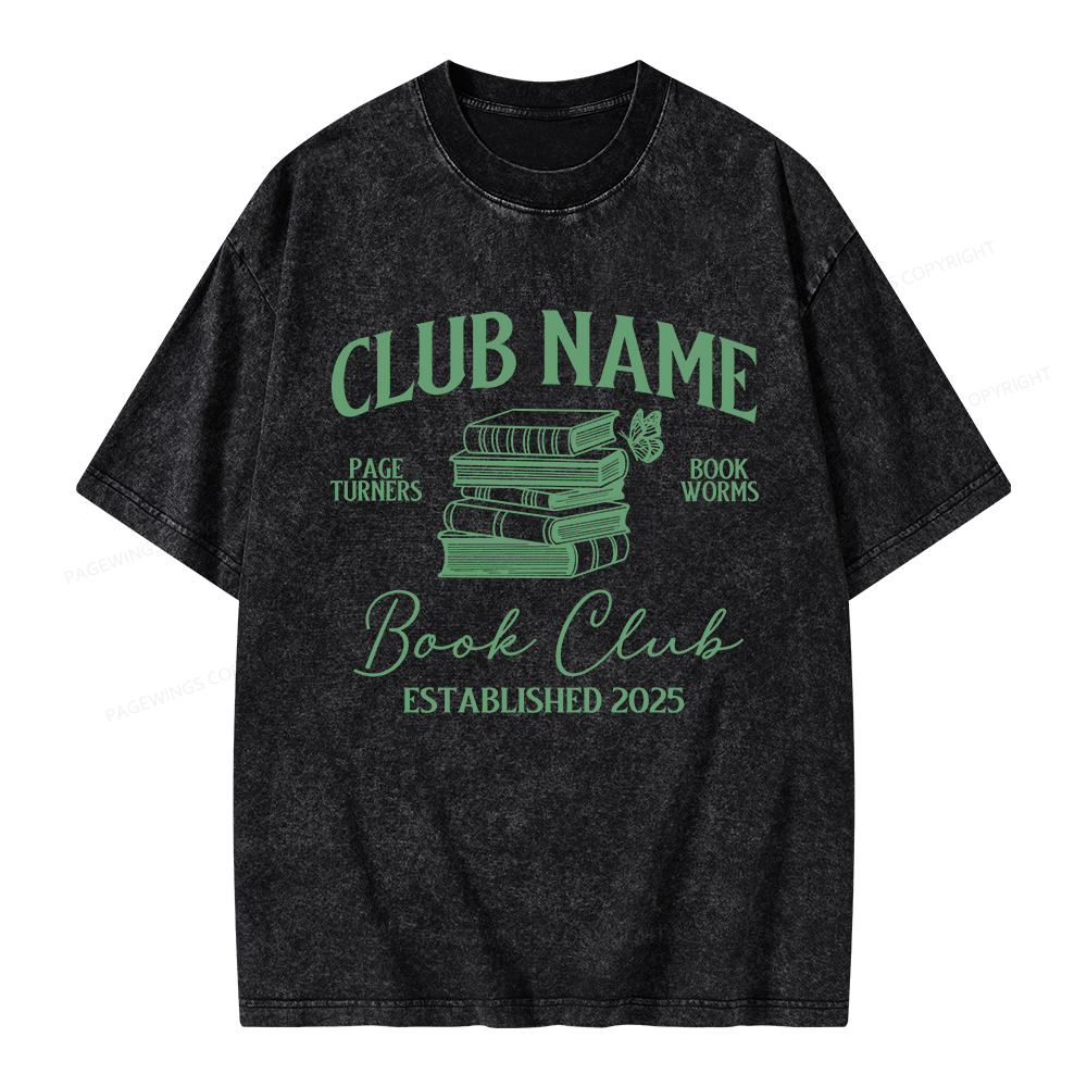 Pagewings Personalized Book Club  Unisex Washed T-shirt