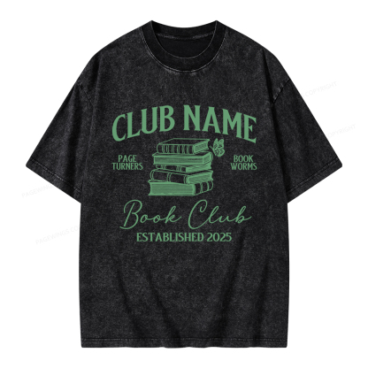 Pagewings Personalized Book Club  Unisex Washed T-shirt