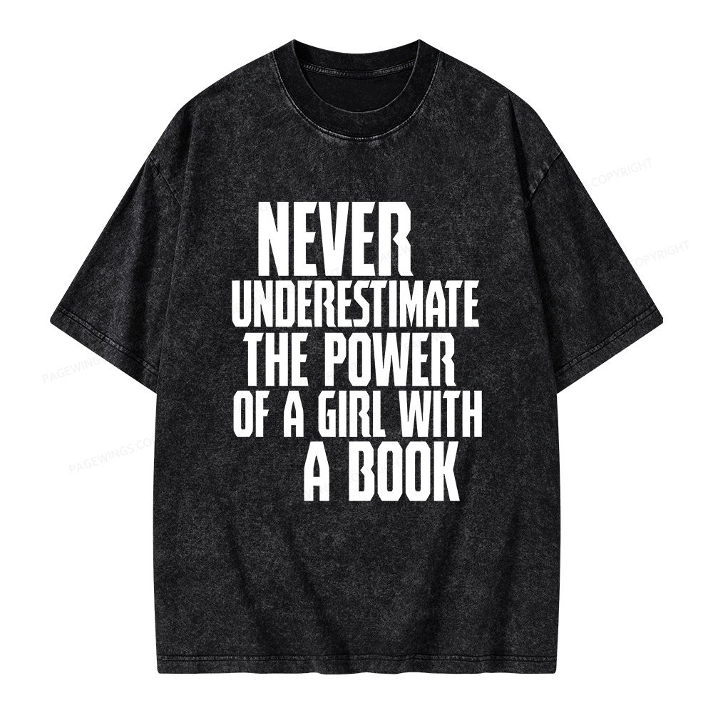 Pagewings The Power Of A Girl With A Book Unisex Washed T-shirt