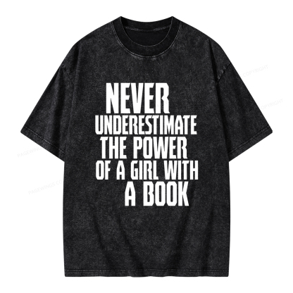 Pagewings The Power Of A Girl With A Book Unisex Washed T-shirt