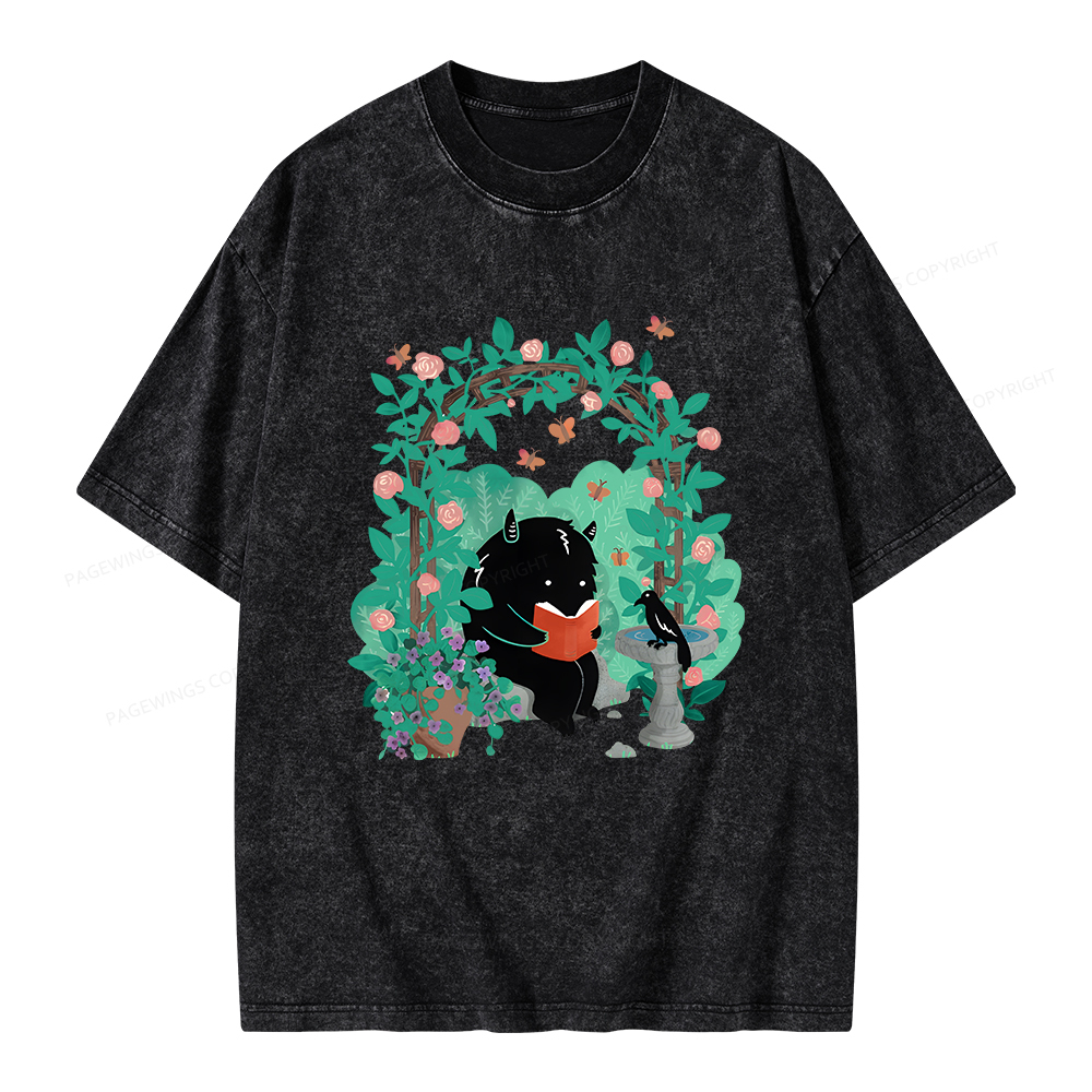 Pagewings Book Reading Monster Unisex Washed T-shirt