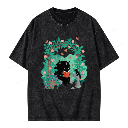 Pagewings Book Reading Monster Unisex Washed T-shirt