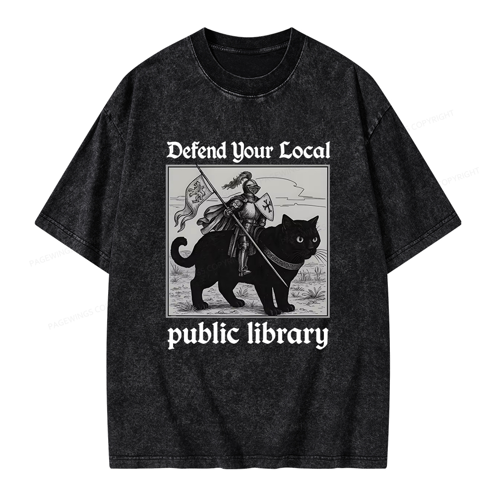 Pagewings Defend Your Local public library Unisex Washed T-shirt