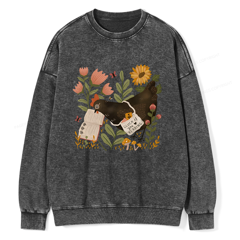 Pagewings Chicken Reading a Book Unisex Washed Sweatshirt