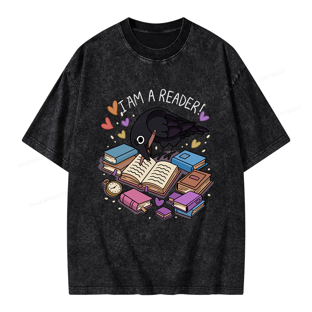 Pagewings I Am An Reader Unisex Washed T-shirt